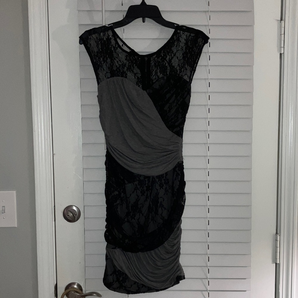 Tracy Reese Elegant Black and Gray Mini Dress